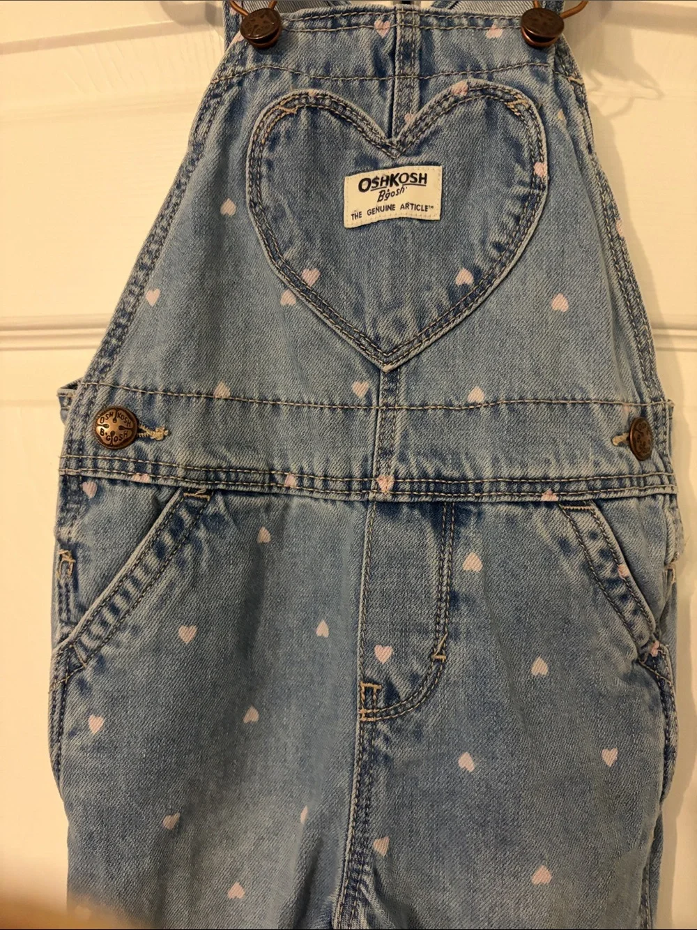 OshKosh B'gosh Overalls with Heart Bib And Heart Pattern All Over Size 2T